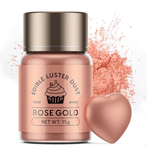 Wwtop Roségold Essbares Glitzer - 15 g Glitzerpulver für Getränke, Geschmacksneutrales Lebensmittel Glitzer für Schokolade, Ostern Kuchen, Fondant, Cupcakes, Erdbeeren, Drinks, Flüssigkeiten von Wwtop