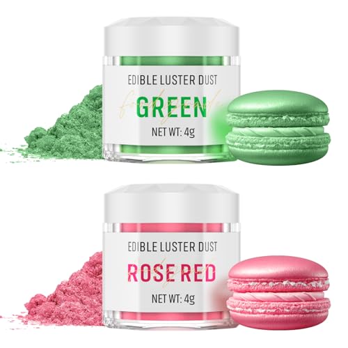 Essbarer Glitzer Set - 2 Farben Rosé Rot und Grün Lebensmittel Essbares Glitzer für Getränke, Geschmacklos Essbare Glitzerpulver, Glitzer für Liköre, Cocktails, Torten, Pralinen, Dessertdekorationen von Wwtop