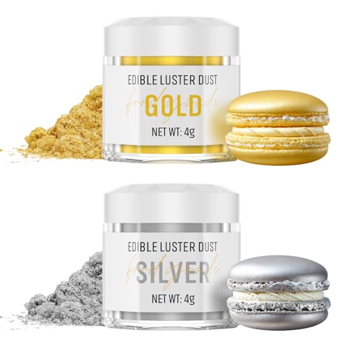 Essbarer Glitzer Set - 2 Farben Gold und Silber Lebensmittel Essbares Glitzer für Getränke, Geschmacklos Essbare Glitzerpulver, Glitzer für Liköre, Cocktails, Torten, Pralinen, Dessertdekorationen von Wwtop