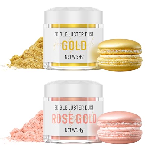 Essbarer Glitzer Set - 2 Farben Gold und RoséGold Lebensmittel Essbares Glitzer für Getränke, Geschmacklos Essbare Glitzerpulver, Glitzer für Liköre, Cocktails, Torten, Pralinen, Dessertdekorationen von Wwtop