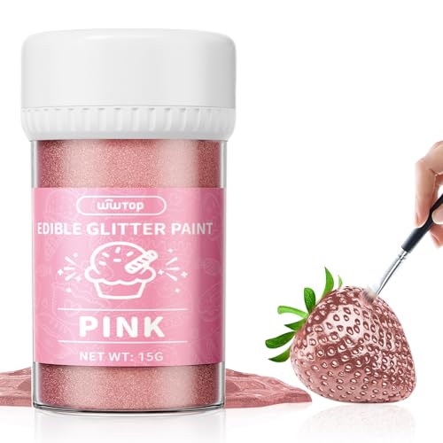 Wwtop Essbarer Glitzer Rosa 15g, Essbares Lebensmittel Glitzer für Getränke-Verbesserte Metallisch Glitzer Paint für Fondant, Kuchendeko, Glitzerpulver Glitzerstaub für Torten, Cocktails, Cupcakes von Wwtop