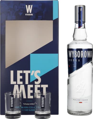 Wyborowa Wódka 37,5% Vol. 0,7l in Geschenkbox mit 2 Shotgläsern von Wyborowa