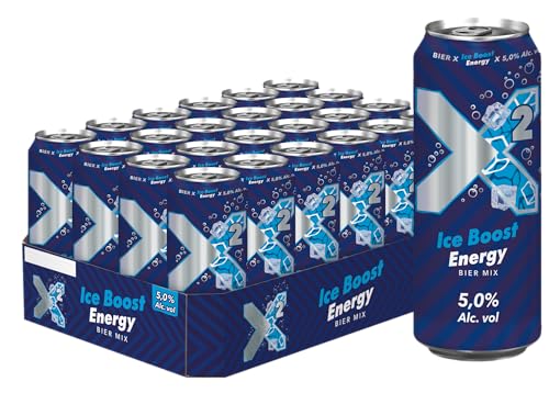 X2® Ice Boost Energy | Biermix mit Energy | Dosenbier (24x0,5L) von X2