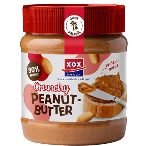 XOX Peanutbutter Crunchy grob gemahlener Erdnusscremeaufstrich 350g von XOX