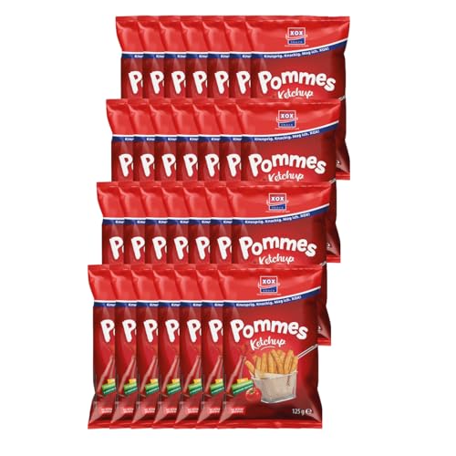 XOX Pommes Snack mit Ketchup Geschmack knusprig tomatig 25g 24er Pack von XOX