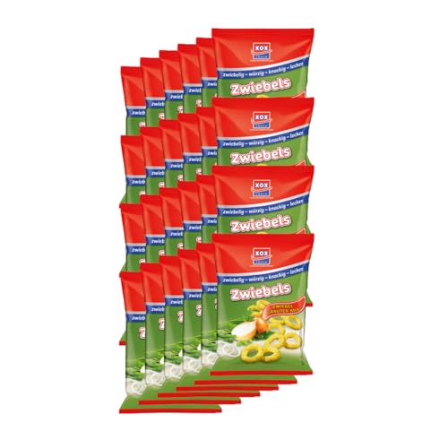 XOX Zwiebelringe Kräuter Mix Snack mit Zwiebelgeschmack 40g 24er Pack von XOX