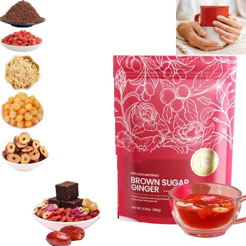 Chinese Brown Sugar Ginger Tea,Chinese Sugar Brown Ginger Tea,Black Sugar Red Ginger Tea,Red Ginseng Black Sugar Ginger Tea,Black Sugar Ginger Tea,Individually Wrapped,Warms,Soothes (1 Box) von XiChiu