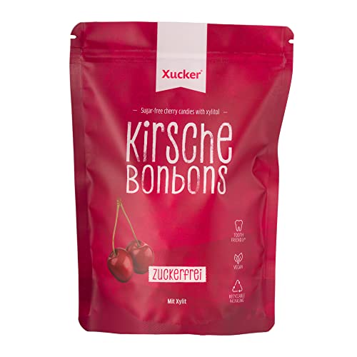 600 g Xucker Xylit-Bonbons "Kirsche" ohne Talkum | Zuckerfrei Naschen | Ohne Gentechnik | Vegan | mit natürlichem Aroma | zahnfreundlich von Xucker