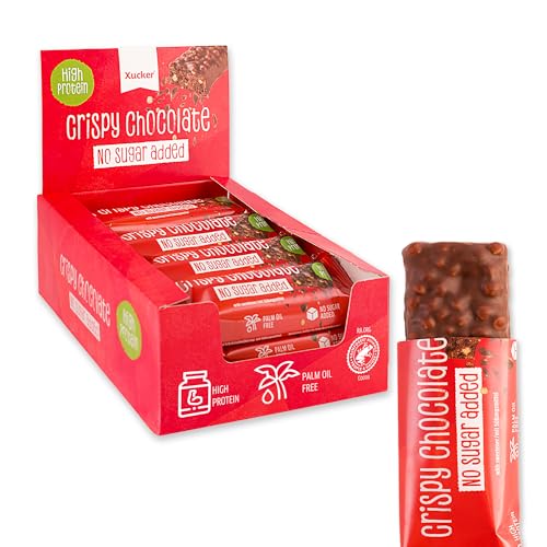 XUCKER Crispy Chocolate Bar - Schokoriegel 12 x 40g I mit White Chocolate Chunks I Protein Riegel ohne Zucker, Sucralose und Palmöl I Proteinriegel mit natürlichem Xylit gesüßt von Xucker