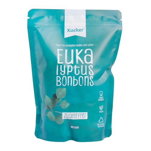 Xucker-Drops Eukalyptus | 600g Bonbons im Beutel | Zuckerfreies Naschen | Ohne Gentechnik | Vegan | mit natürlichem Aroma von Xucker