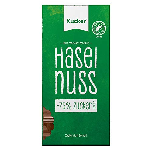 Xucker Haselnuss Schokolade mit Xylit - Leckere Vollmilch-Schokolade mit Haselnuss und Xylitol Zuckerersatz I 20% knackige Haselnüsse & 38% Kakao Anteil (80g) von Xucker