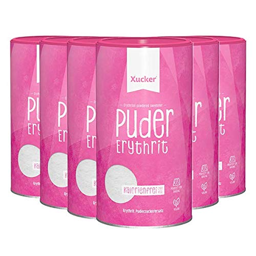 Xucker Puderxucker 600g aus Erythrit - kalorienfreier Puderzuckerersatz ohne Zucker, 6er Pack von Xucker