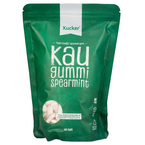 Xucker Zuckerfreie Zahnpflege Kaugummis Spearmint - Xylit Kaugummi zuckerfrei mit Spearmint Geschmack I Vegane Xylitol Kaugummis I Zahnpflege & gegen Mundgeruch I 600g Nachfüllpack (Spearmint) von Xucker