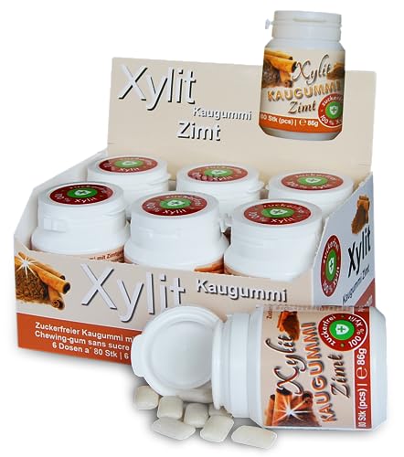 Xylitquelle Zahnpflegekaugummi ZIMT | 6 x 80 Stk | 100% Xylit für angenehmen Atem | zuckerfrei, vegan, ohne Aspartam | 480 Kaugummis (6er Pack) von Xund Xüsst