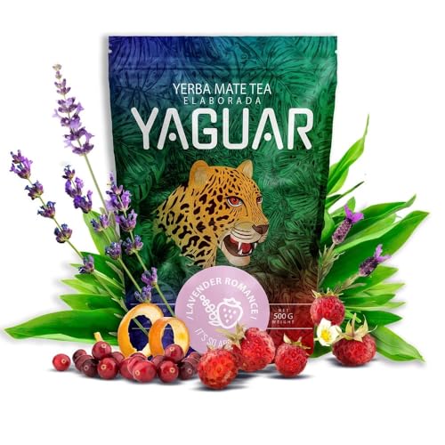 Yaguar Lavender Romance 0,5kg | Mate Tee mit Lavendel und Walderdbeere | Geschmack des Sommers | Natürliche Stimulation | Brasilianische Mate Tee | Traditionelle Herstellungsmethoden | 500g von YAGUAR