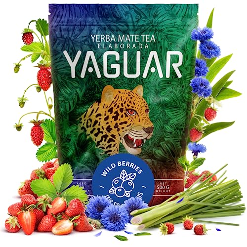 Yaguar Erdbeere-Walderdbeere Mate Tee | Perfekt für Anfänger | Großer Gehalt an Koffein | Milder Tee | anregender Tee 0,5 kg von YAGUAR