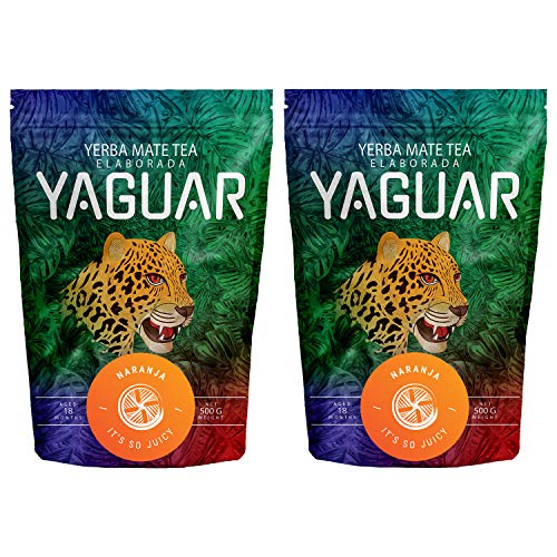 Yerba Mate Yaguar Naranja Mate Tee mit Orange Brasilianischer Yerba Mate Tee Mate Tee (1000g (2x500g)) von YAGUAR