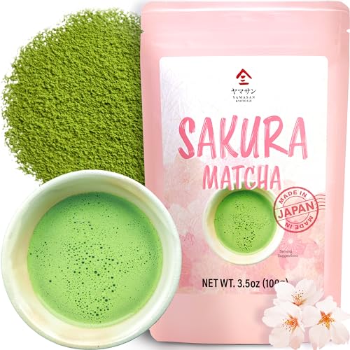 YAMASAN KYOTO UJI Matcha-Grünteepulver mit Kirschblütentee, japanische Getränke, japanisches Essen, kulinarische Qualität, (100 g) von YAMASAN KYOTO UJI