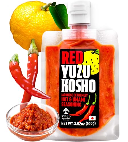 YAMASAN KYOTO UJI Rote Chili Yuzu Kosho Würzpaste, Japanisch, Extrem Scharf & Umami Gewürz, Vegan, Glutenfrei, Keine Zusatzstoffe, Hergestellt in Japan (100g) von YAMASAN KYOTO UJI