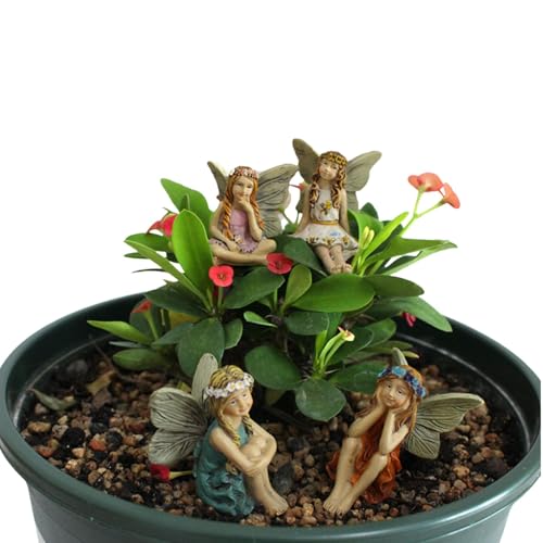 Feenfigur für Fairy Garten, Zubehör für den Außenbereich – 6 Stück/Set Blumenkasten Blumentopf Kleiderbügel Dekoration Feen Blumentopf Harz Engel Zubehör Ornamente für die Außendekoration von YAVQVIN