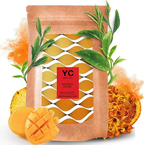 YC Yang Chai Früchtetee Lose 500g - Tropischer Mango Geschmack - Früchte Tee mit Mango, Ananas, Erdbeere, Orange & Ringelblume - Teemischung Früchte "Mango Flow" von YC YANG CHAI