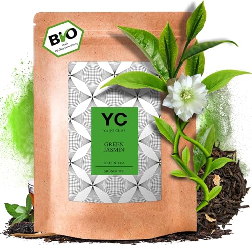 YC Yang Chai Jasmintee 500g - Bio Grüner Tee China - Lose Blätter Chinesischer Grüntee mit Jasmin Blüten - Hochwertiger, Handverlesener Tee mit Natürlichem Jasminblüten-Duft | Wohltuend & Belebend von YC YANG CHAI