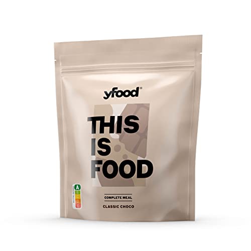 YFood Pulver Classic Choco, Leckere Trinkmahlzeit für unterwegs, THIS IS FOOD Pulver, 25g Protein, 17 Mahlzeiten, 26 Vitamine und Mineralstoffe, 1,5kg Beutel, Geschmack Schokolade von YFood