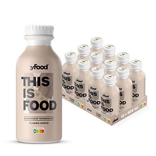 yfood Drink Classic Choco, Leckere Trinkmahlzeit für unterwegs, THIS IS FOOD Drink, 33g Protein, 26 Vitamine und Mineralstoffe, 12 x 500ml, Geschmack Schokolade, inkl. 3,00 € Pfand von YFood