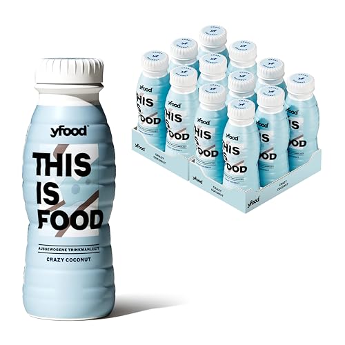 yfood Drink Crazy Coconut, Leckere Trinkmahlzeit für unterwegs, THIS IS FOOD Drink, 23 g Protein, 26 Vitamine und Mineralstoffe, 16 x 330 ml, Geschmack Kokosnuss, inkl. 4 € Pfand von YFood