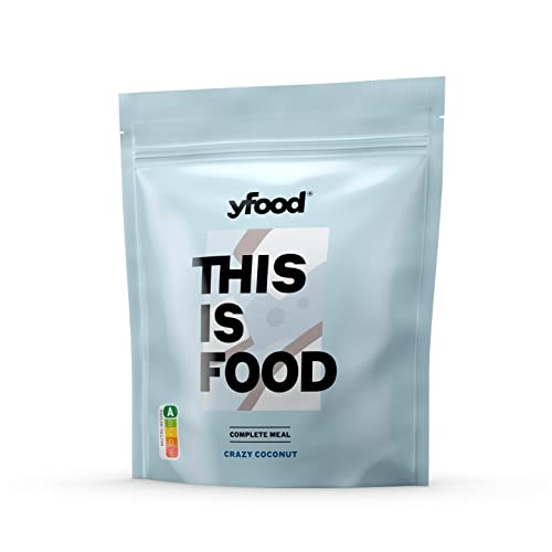 yfood Pulver Crazy Coconut, Leckere Trinkmahlzeit für unterwegs, THIS IS FOOD Pulver, 25g Protein, 17 Mahlzeiten, 26 Vitamine und Mineralstoffe, 1,5kg Beutel, Geschmack Kokosnuss von YFood