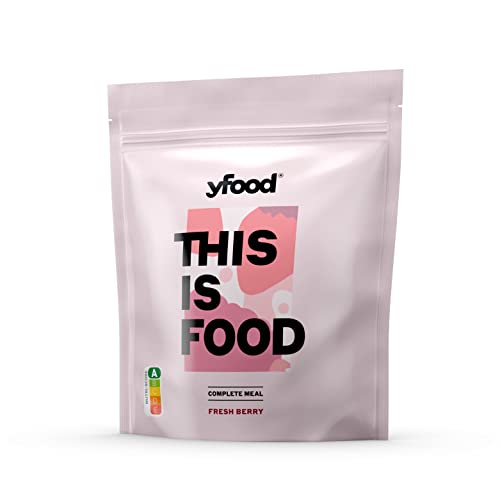 yfood Pulver Fresh Berry, Leckere Trinkmahlzeit für unterwegs, THIS IS FOOD Pulver, 25g Protein, 17 Mahlzeiten, 26 Vitamine und Mineralstoffe, 1,5kg Beutel, Geschmack Beere von YFood