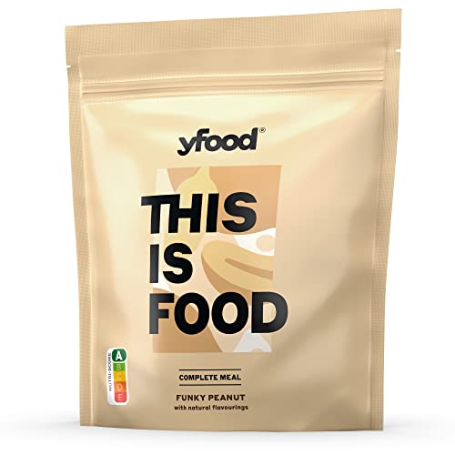 yfood Pulver Funky Peanut, Leckere Trinkmahlzeit für unterwegs, THIS IS FOOD Pulver, 6,3g Protein, 17 Mahlzeiten, 26 Vitamine und Mineralstoffe, 1,5kg Beutel, Geschmack Erdnuss von YFood