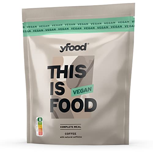 yfood Pulver Vegan, Leckere Trinkmahlzeit für unterwegs, THIS IS FOOD Pulver, 26g Protein, 17 Mahlzeiten, 26 Vitamine und Mineralstoffe, 1,5kg Beutel (Vegan, Coffee) von YFood