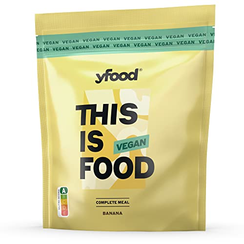 yfood Pulver Vegan Banana, Leckere Trinkmahlzeit für unterwegs, THIS IS FOOD Pulver, 26g Protein, 17 Mahlzeiten, 26 Vitamine und Mineralstoffe, 1,5kg Beutel, Geschmack Banane von YFood