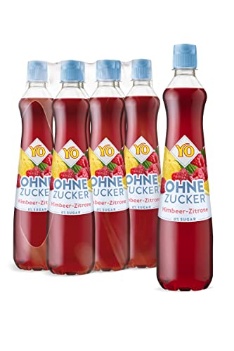 YO Sirup Himbeer-Zitrone (6 x 700 ml) – ohne Zucker, nur 2 Kalorien in 100 ml Fertiggetränk, vegan – 1x Flasche ergibt bis zu 6 Liter Fertiggetränk von YO