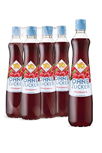 YO Sirup Himbeere (6 x 700 ml) – ohne Zucker, nur 2 Kalorien in 100 ml Fertiggetränk, vegan – 1x Flasche ergibt bis zu 6 Liter Fertiggetränk von YO