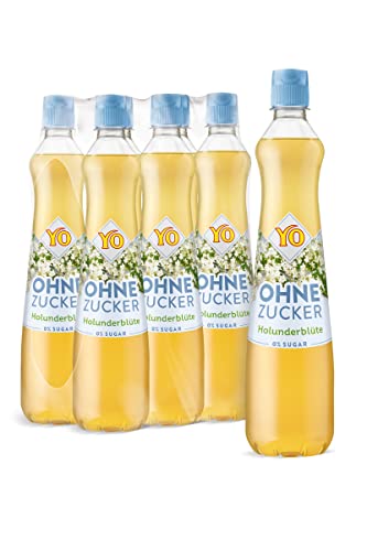 YO Sirup Holunderblüte (6 x 700 ml) – ohne Zucker, nur 2 Kalorien in 100 ml Fertiggetränk, vegan – 1x Flasche ergibt bis zu 6 Liter Fertiggetränk von YO