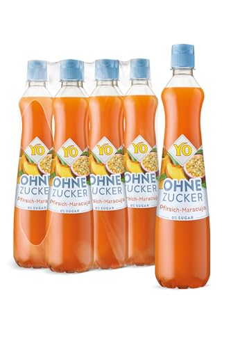 YO Sirup Pfirsich-Maracuja (6 x 700 ml) – ohne Zucker, nur 2 Kalorien in 100 ml Fertiggetränk, vegan – 1x Flasche ergibt bis zu 6 Liter Fertiggetränk von YO