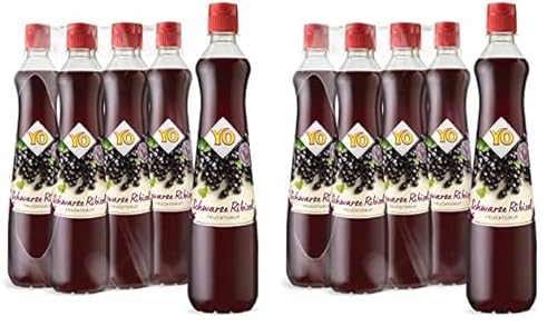 YO Sirup Schwarze Johannisbeere (6 x 700 ml) – 1x Flasche ergibt bis zu 6 Liter Fertiggetränk – ohne Süßungsmittel, Farb- & Konservierungsstoffe, vegan (Packung mit 2) von YO