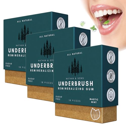 Underbrush Remineralizing Gum, Underbrush Remineralizing Chewing Gum, Organic Mastic Mint Miracle Remineralizing Chewing Gum, Remineralizing Gum, For Whiten Teeth Health (Green,54 Pieces) von YRGND