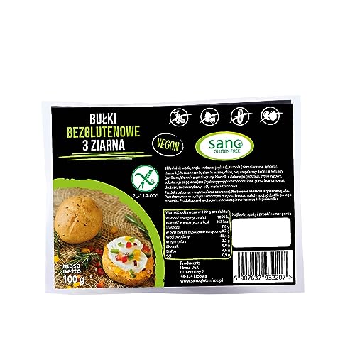 Glutenfreie 3-Korn-Brötchen (2x50g) frei von Mais, Sojafrei und Weizenfrei, Laktosefrei, ohen Ei, Vegan von YULKA