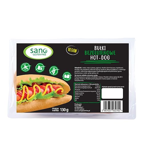 Glutenfreie Hot Dog Brötchen (2x65g) frei von Mais, Sojafrei und Weizenfrei, Laktosefrei, ohen Ei, Vegan von YULKA