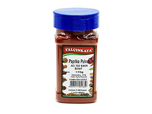 Yalçinkaya - Paprika Pulver Scharf - 170g - PET Box Gewürze - Qualitäts Premium Gewürz - von Yalçinkaya