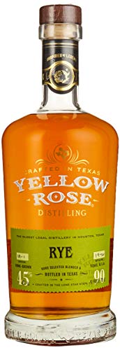 Yellow Rose RYE Whiskey 45% Vol., Premium American Whiskey, lagert in ausgesuchten Fässern und wird in Texas geblendet und abgefüllt, aus 95% Roggen, ein amerikanischer Klassiker von Yellow Rose