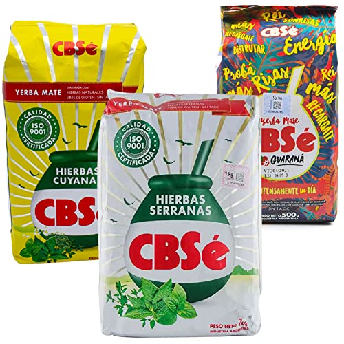 CBSe Yerba Mate Guarana 500g + CBSe Yerba Mate Hierbas Serranas 500g + CBSe Yerba Mate Hierbas Cuyanas 500g | Yerba Mate aus Argentinien | Detox und Energie Getränk von Yerbee