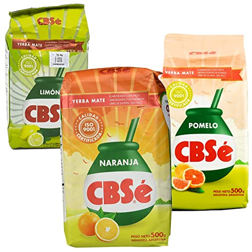 CBSe Yerba Mate Limon 500g + CBSe Yerba Mate Naranja 500g + CBSe Yerba Mate Pomelo 500g | Yerba Mate aus Argentinien | Detox und Energie Getränk von Yerbee