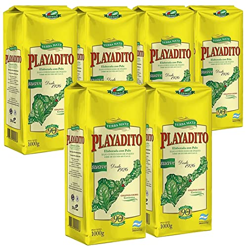 Playadito Yerba Mate Tee Tradicional 6 kg (6 x 1kg) - die Reifezeit beträgt 12 Monate | Mate Tee aus Argentinien | Detox und Energie Getränk von Yerbee