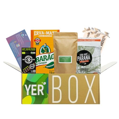 YERBOX Yerba Mate Tee Set: Brazilian green mate despalda 200g + Meta Mate 23 Bio Fresh Green 50g + Barao Chimarrao Traditional 500g Vacuum + Parana Chimarrao 500g Vacuum von Yerbee