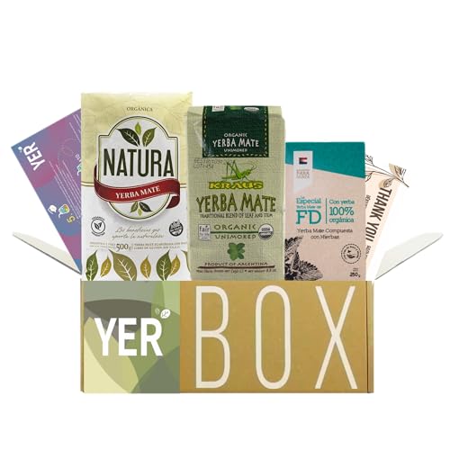 YERBOX Yerba Mate Tee Set: Natura Organica 500g + Kraus Organic 250g + Fede Rico Organic Especial 250g von Yerbee