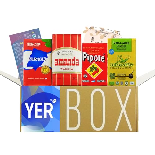 YERBOX Yerba Mate Tee Set: Taragui Traditional 250g + Amanda Traditional 250g + Pipore Traditional 250g + Craus Organic 250g von Yerbee